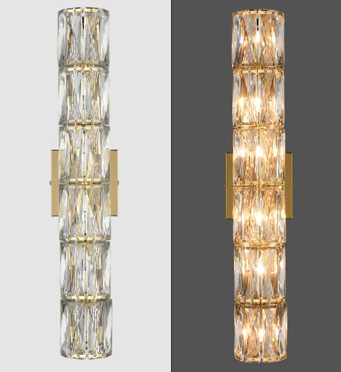 Gold Wall Sconce Modern 6-Light Crystal Light Bathroom Wall Lighting