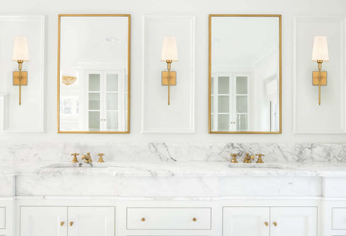 Gold Wall Sconce Sets of 2 Beige Linen Shade Plug-in Porch Light