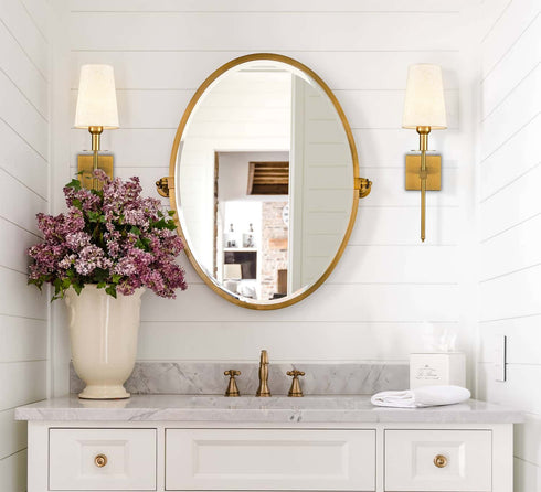 Gold Wall Sconce Sets of 2 Beige Linen Shade Plug-in Porch Light