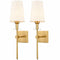 Gold Wall Sconce Sets of 2 Beige Linen Shade Plug-in Porch Light