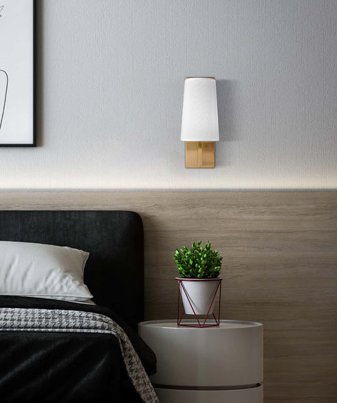 Gold Wall Sconce Sets of 2 Modern Beige Fabric Shade Wall Lamps