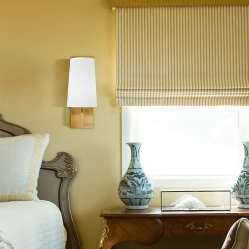 Gold Wall Sconce Sets of 2 Modern Beige Fabric Shade Wall Lamps