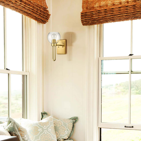 Gold Wall Sconce with Glass Shade Globe Wall Light Fixtures