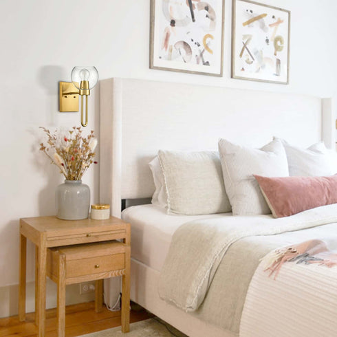 Gold Wall Sconce with Glass Shade Globe Wall Light Fixtures