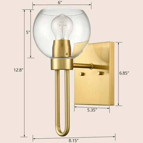 Gold Wall Sconce with Glass Shade Globe Wall Light Fixtures