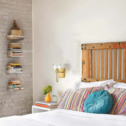 Gold Wall Sconce with Glass Shade Globe Wall Light Fixtures