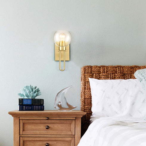 Gold Wall Sconce with Glass Shade Globe Wall Light Fixtures