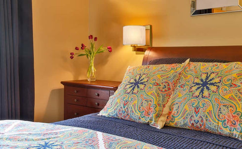 Gold Wall Sconces Set of Two Fabric Shade Wall Lamps for Bedroom