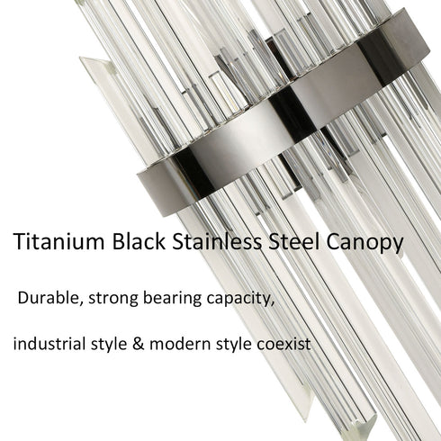 Modern Glass Rod Wall Sconces Titanium Black Finish Set of 2