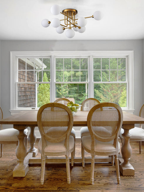 Modern Gold Flush Mount Ceiling Chandelier 9 Light Glass Globe