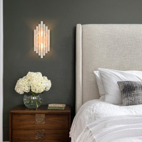 Contemporary Frosted Crystal Wall Sconce Gold Wall Light Fixture