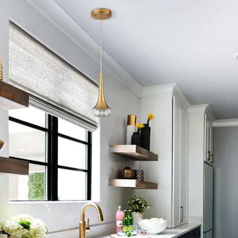 Modern Flower Crystal Pendant Light Fixture G9 Gold Pendant Light Kitchen Island