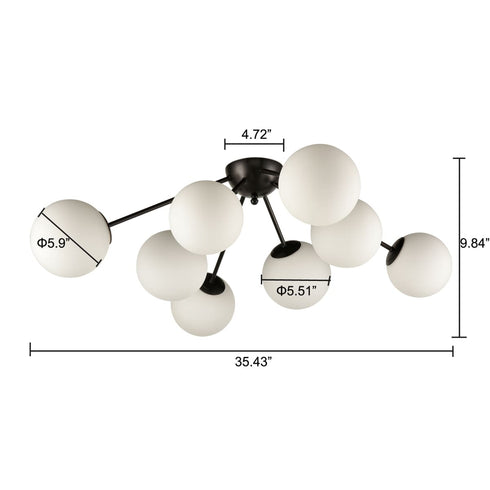 Stilo Elegant Modern Globe Ceiling Light Mid Century Sputnik Chandeliers-8 Light