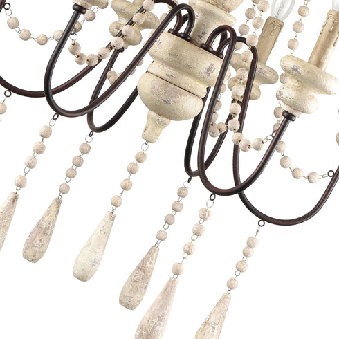 Handmade Distressed Candle Chandelier with 6 Lights