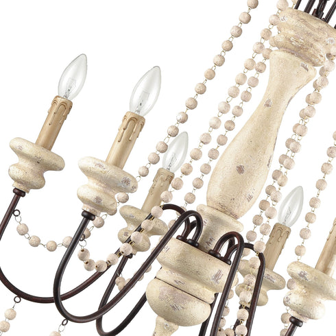 Handmade Distressed Candle Chandelier with 6 Lights