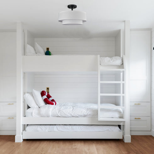 Modern LED Ceiling Lights Black Drum Fixture, Color-Selectable