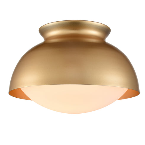 Gold Ceiling Light Flush Mount Fixture Milky White Glass