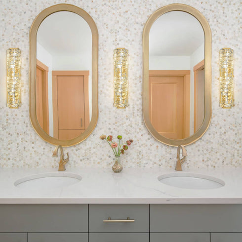 Crystal Gold Bathroom Vanity Lights LED Stainless Steel, 18.5-In