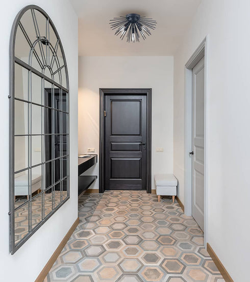 Indsutrial Sputnik Flush Mount Ceiling Light Black Light Fixture