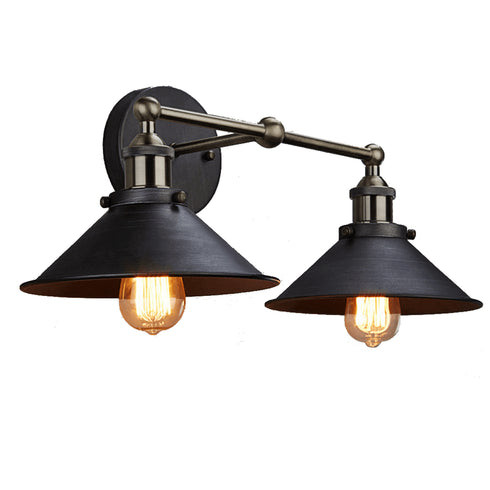 Industrial Antique Bronze Wall Sconce 2-Light Metal Fixture