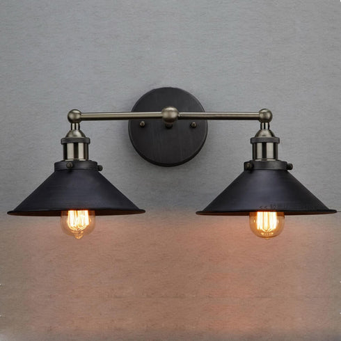 Industrial Antique Bronze Wall Sconce 2-Light Metal Fixture