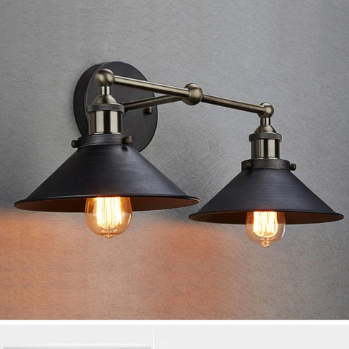 Industrial Antique Bronze Wall Sconce 2-Light Metal Fixture