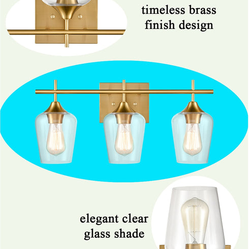 Lighting Brass Wall Sconce Bathroom Vanity 3-Light