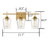 Lighting Brass Wall Sconce Bathroom Vanity 3-Light