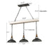 Talamone Industrial Adjustable Black Kitchen Island Lighting 3 Light Barn Shape Pendant Lights