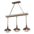 Spello Industrial Adjustable Rustic Wood Accent Kitchen Island Lighting 3 Light