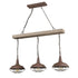 Spello Industrial Adjustable Rustic Wood Accent Kitchen Island Lighting 3 Light