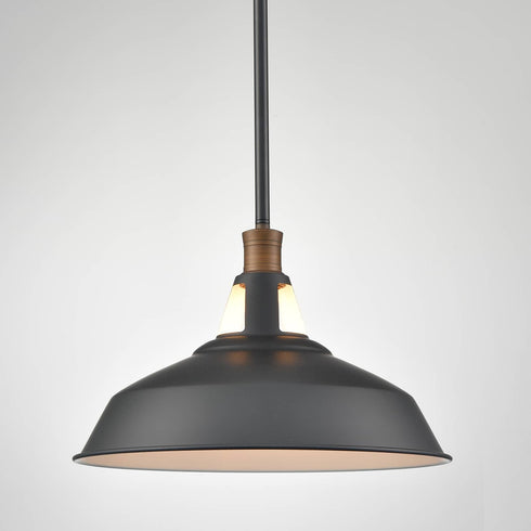 Industrial Black Barn Pendant Light Rod Adjustable Kitchen Lighting