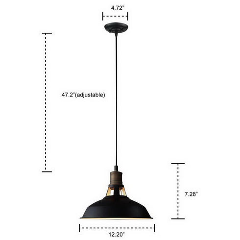 Valenza Industrial Black Barn Pendant Lighting Loft Light Fixture 3 Pack