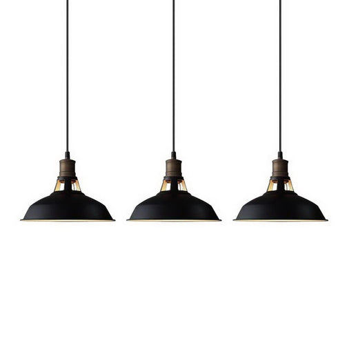 Valenza Industrial Black Barn Pendant Lighting Loft Light Fixture 3 Pack