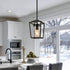 Gubbio Industrial Black Cage Pendant Lighting with mini Glass Cylinder Shade