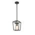 Gubbio Industrial Black Cage Pendant Lighting with mini Glass Cylinder Shade