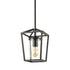 Gubbio Industrial Black Cage Pendant Lighting with mini Glass Cylinder Shade