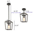 Gubbio Industrial Black Cage Pendant Lighting with mini Glass Cylinder Shade