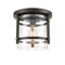 Cava de' Tirreni Industrial Black Flush Mount Ceiling Light with Clear Glass Shade
