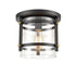 Cava de' Tirreni Industrial Black Flush Mount Ceiling Light with Clear Glass Shade