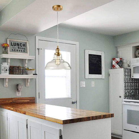 Industrial Brass Glass Pendant Lights Kitchen Island Pendant Lighting