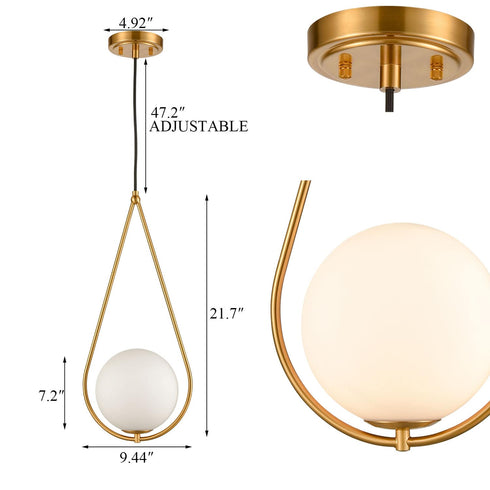 Industrial Brass Globe Glass Pendant Lights Art Decor Pendant Lighting