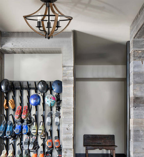 Industrial Ceiling Light Fixture Semi Flush Mount 3-Light