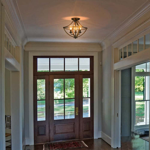 Industrial Ceiling Light Fixture Semi Flush Mount 3-Light