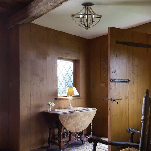 Industrial Ceiling Light Fixture Semi Flush Mount 3-Light