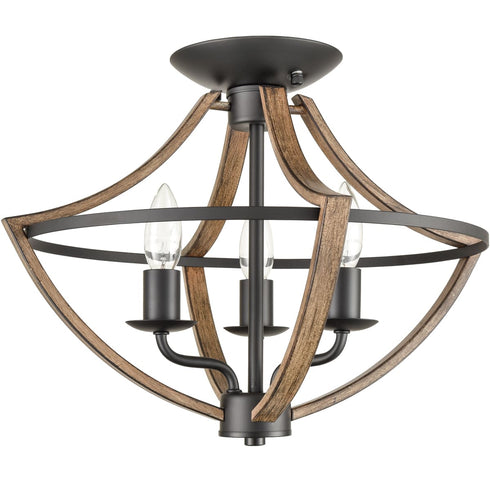 Industrial Ceiling Light Fixture Semi Flush Mount 3-Light