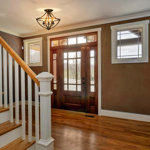 Industrial Ceiling Light Fixture Semi Flush Mount 3-Light