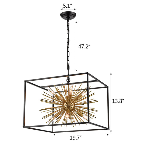 Industrial Chandelier 8-Light Cube Pendant Lights Modern Kitchen Island
