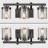 Industrial Glass Bathroom Vanity Light Bronze Sconce 3-Light