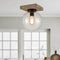 Industrial Glass Globe Ceiling Light with Distressed Wooden Canopy